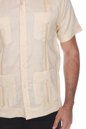 Mojito Men's Traditional Guayabera Shirt Premium 100% Linen Short Sleeve  4 Pocket  Design