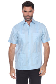 Mojito Men's Traditional Guayabera Shirt Premium 100% Linen Short Sleeve  4 Pocket  Design