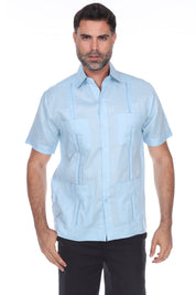 Mojito Men's Traditional Guayabera Shirt Premium 100% Linen Short Sleeve  4 Pocket  Design