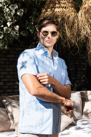 Men's 100% Linen Classic Four-Pocket Short Sleeve Guayabera Shirt