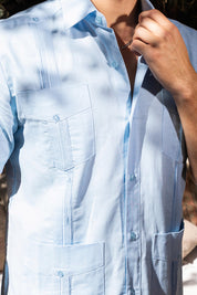 Men's 100% Linen Classic Four-Pocket Short Sleeve Guayabera Shirt