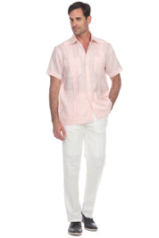 Mojito Men's Traditional Guayabera Shirt Premium 100% Linen Short Sleeve  4 Pocket  Design