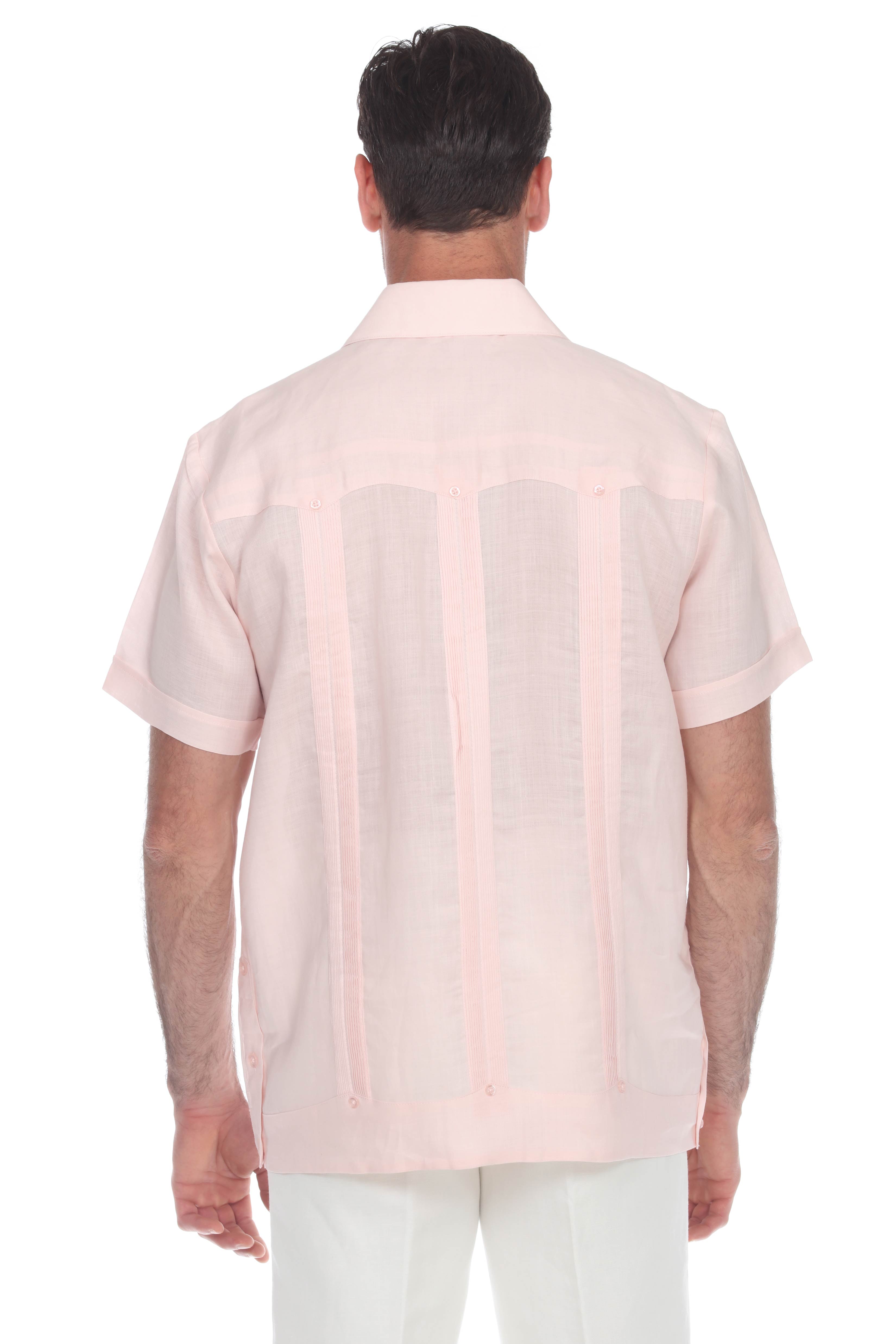 Mojito Men's Traditional Guayabera Shirt Premium 100% Linen Short Sleeve  4 Pocket  Design