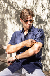 Men's 100% Linen Classic Four-Pocket Short Sleeve Guayabera Shirt