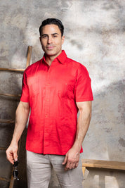 Men's 100% Linen Classic Four-Pocket Short Sleeve Guayabera Shirt