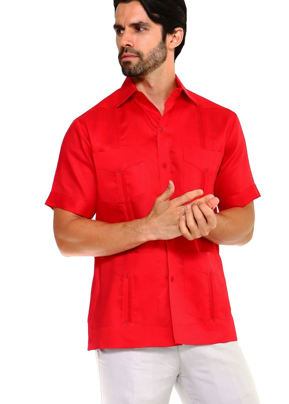 100% Linen Guayabera Shirt Four Pocket Short Sleeve