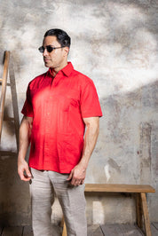 Men's 100% Linen Classic Four-Pocket Short Sleeve Guayabera Shirt