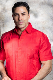 Men's 100% Linen Classic Four-Pocket Short Sleeve Guayabera Shirt