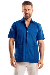 Mojito Men's Traditional Guayabera Shirt Premium 100% Linen Short Sleeve  4 Pocket  Design