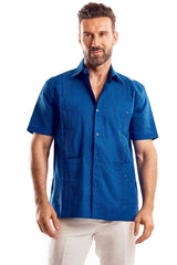 100% Linen Guayabera Shirt Four Pocket Short Sleeve