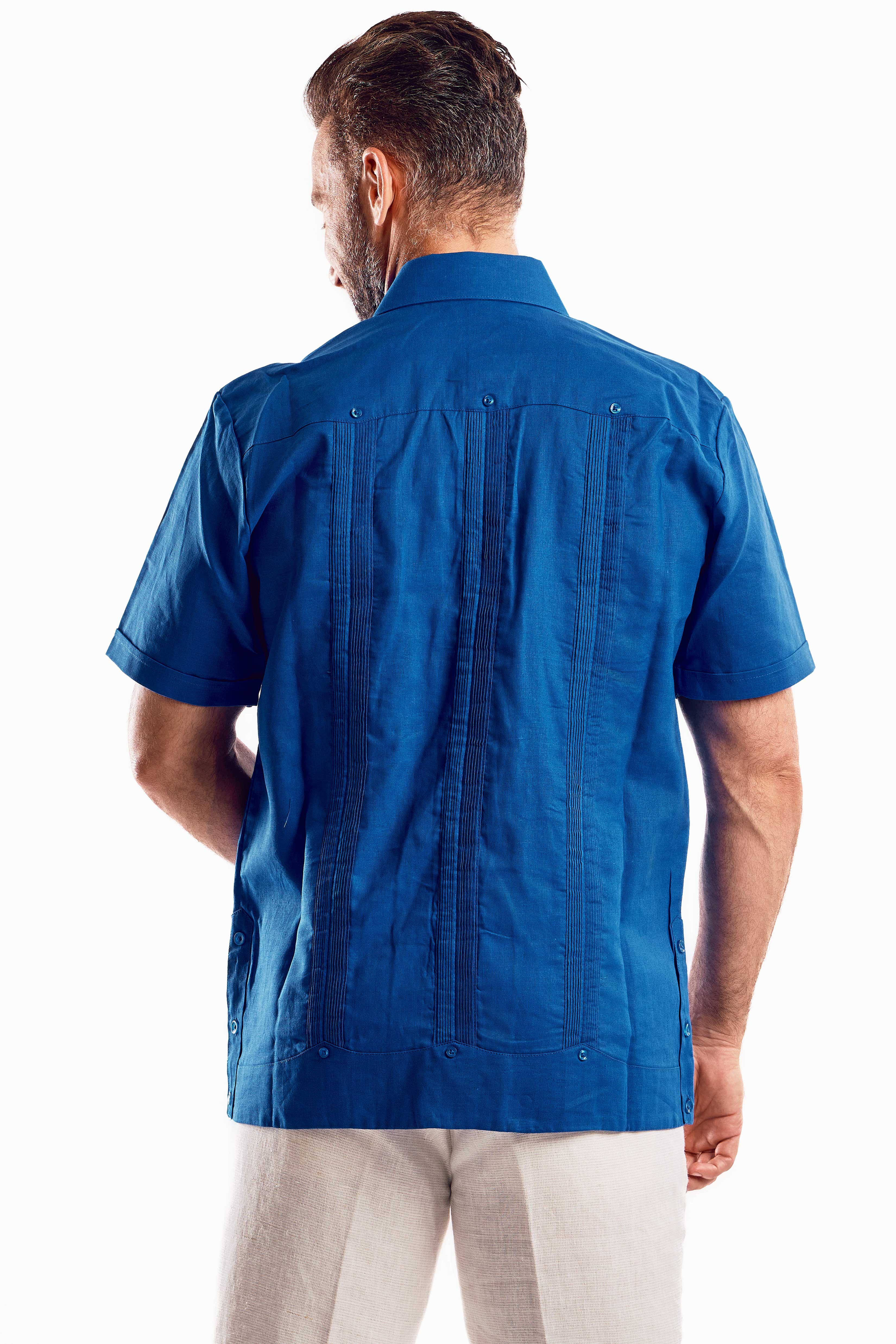 Mojito Men's Traditional Guayabera Shirt Premium 100% Linen Short Sleeve  4 Pocket  Design