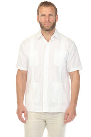 100% Linen Guayabera Shirt Four Pocket Short Sleeve