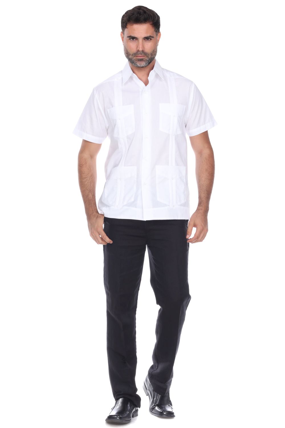 Camisa Guayabera Tradicional para Hombre Colección Mojito, Lino 100% Premium, Manga Corta, Diseño de 4 Bolsillos