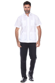 Camisa Guayabera Tradicional para Hombre Colección Mojito, Lino 100% Premium, Manga Corta, Diseño de 4 Bolsillos