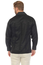Men's 100% Linen Classic Four-Pocket Long Sleeve Guayabera Shirt