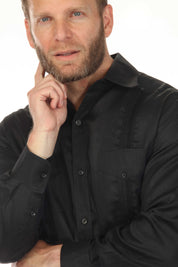 Men's 100% Linen Classic Four-Pocket Long Sleeve Guayabera Shirt