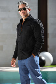 Men's 100% Linen Classic Four-Pocket Long Sleeve Guayabera Shirt