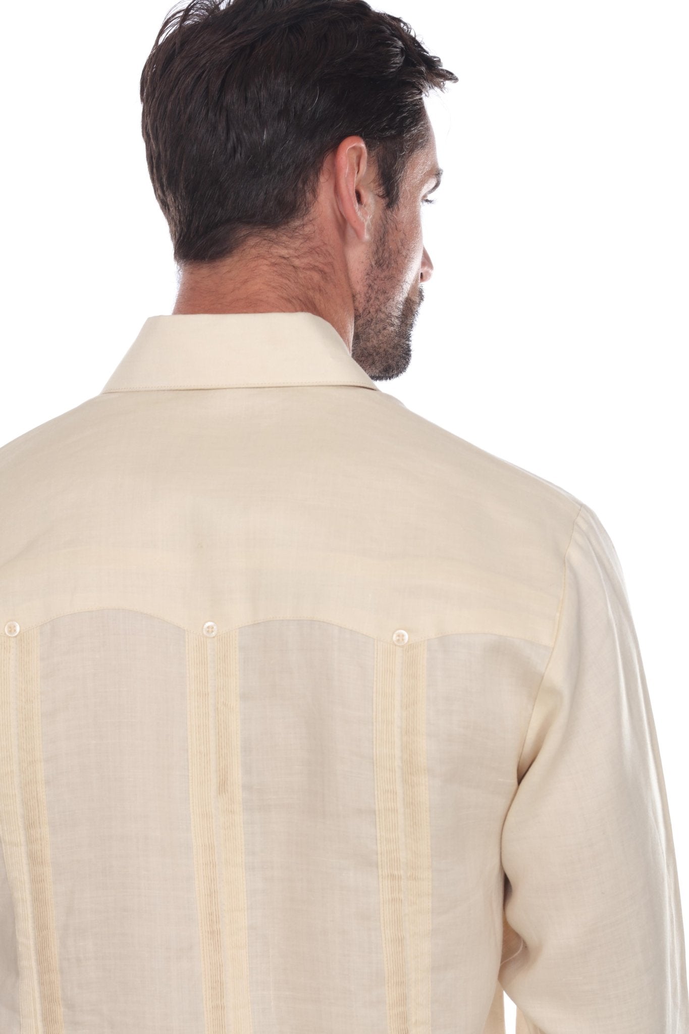 Men's 100% Linen Classic Four-Pocket Long Sleeve Guayabera Shirt