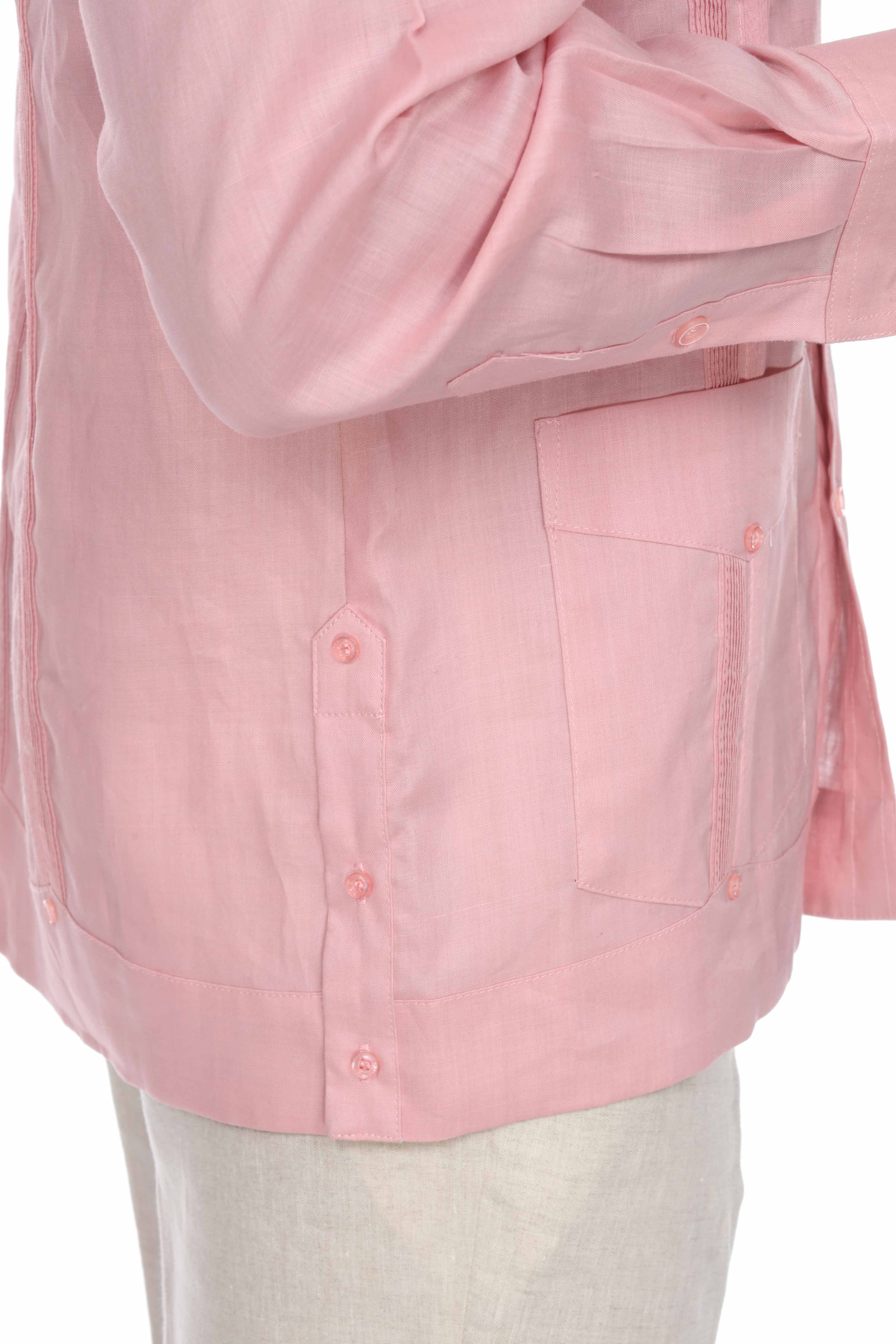 Men's 100% Linen Classic Four-Pocket Long Sleeve Guayabera Shirt