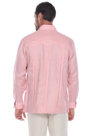 Men's 100% Linen Classic Four-Pocket Long Sleeve Guayabera Shirt
