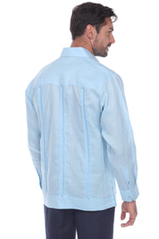 Men's 100% Linen Classic Four-Pocket Long Sleeve Guayabera Shirt