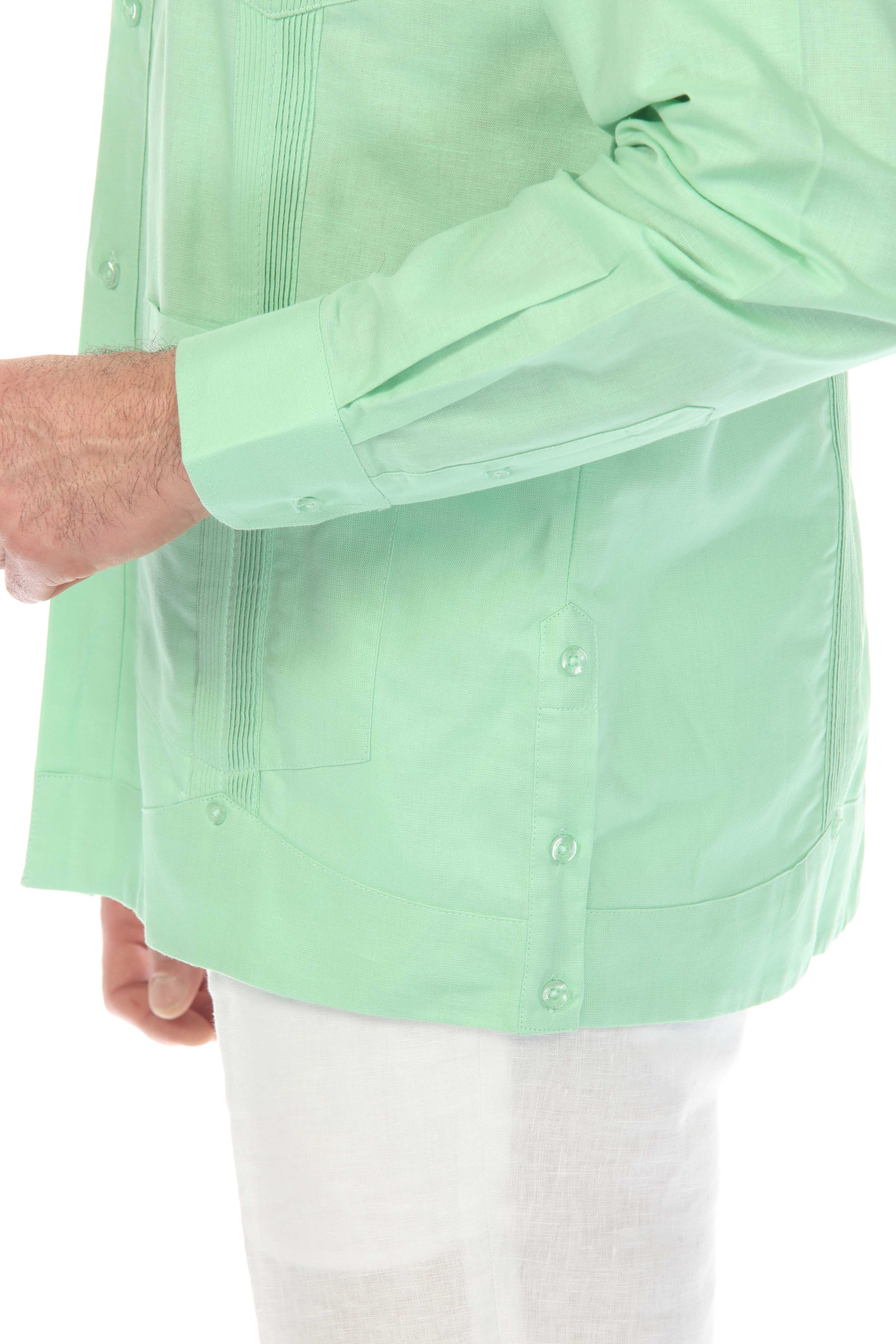 Men's 100% Linen Classic Four-Pocket Long Sleeve Guayabera Shirt