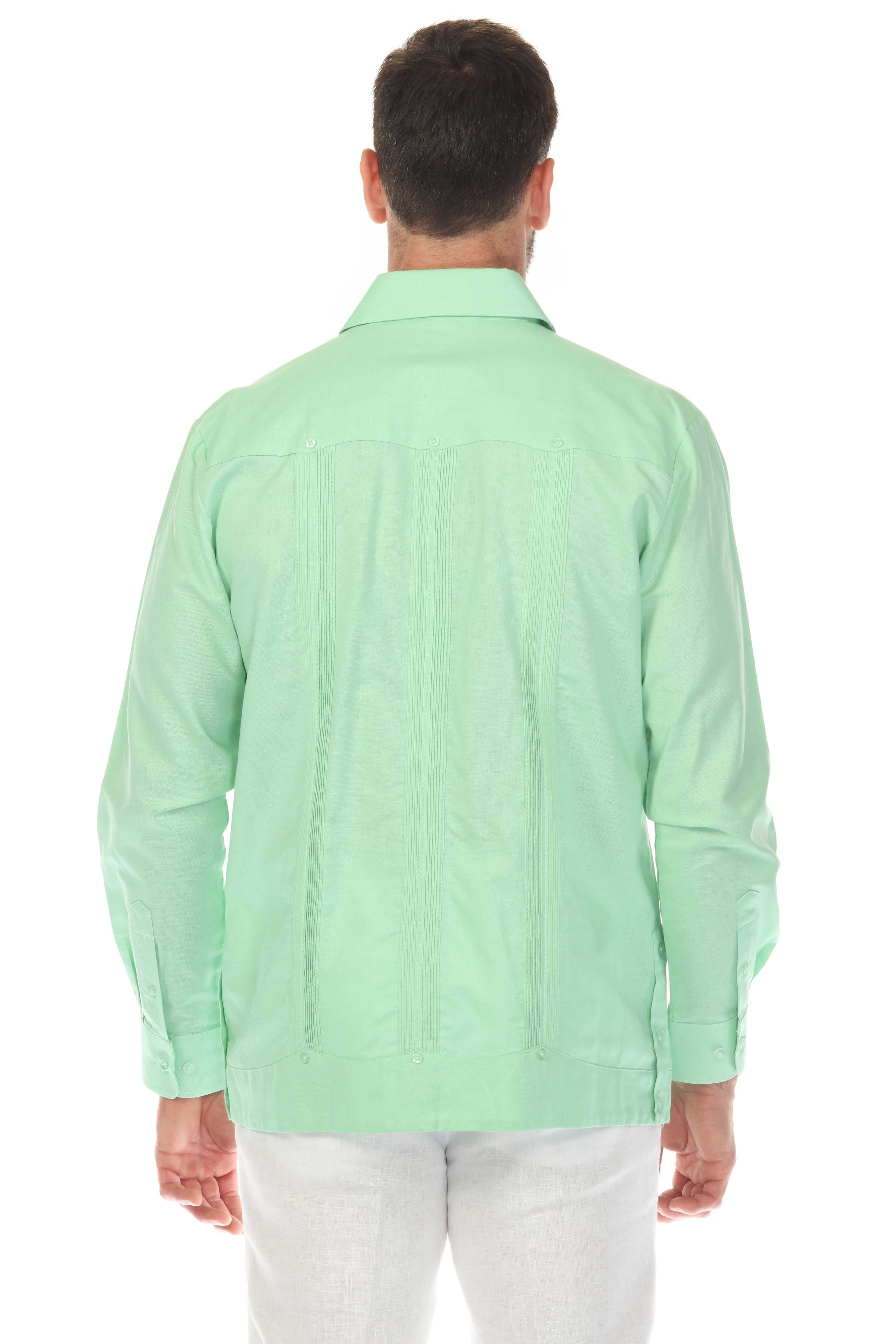 Men's 100% Linen Classic Four-Pocket Long Sleeve Guayabera Shirt