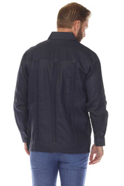 Men's 100% Linen Classic Four-Pocket Long Sleeve Guayabera Shirt