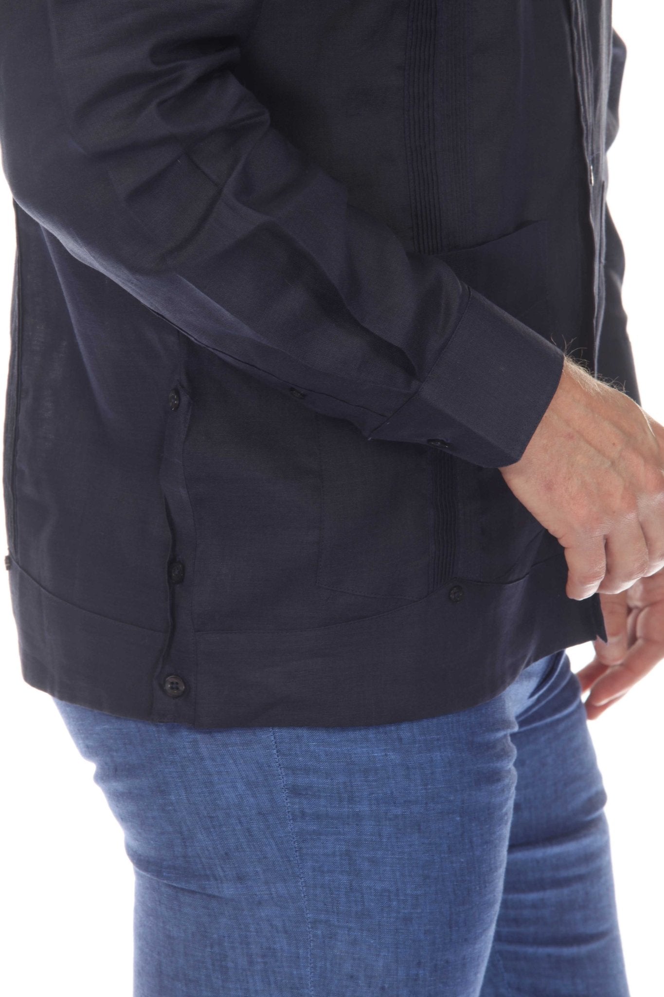 Men's 100% Linen Classic Four-Pocket Long Sleeve Guayabera Shirt