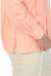 Men's 100% Linen Classic Four-Pocket Long Sleeve Guayabera Shirt