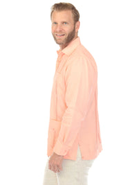 Men's 100% Linen Classic Four-Pocket Long Sleeve Guayabera Shirt