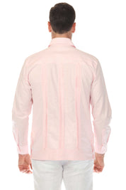 Men's 100% Linen Classic Four-Pocket Long Sleeve Guayabera Shirt