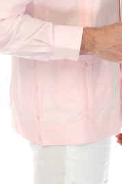 Men's 100% Linen Classic Four-Pocket Long Sleeve Guayabera Shirt