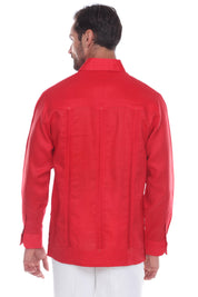 Men's 100% Linen Classic Four-Pocket Long Sleeve Guayabera Shirt