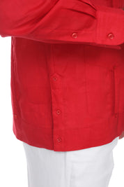 Men's 100% Linen Classic Four-Pocket Long Sleeve Guayabera Shirt