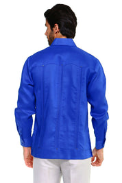 Men's Plus Size Classic Four-Pocket Long Sleeve Guayabera Shirt 3X-8X