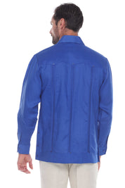 Men's 100% Linen Classic Four-Pocket Long Sleeve Guayabera Shirt