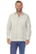 Front view of a man wearing a light-grey Men's Linen Classic Four-Pocket Long Sleeve Guayabera Shirt.