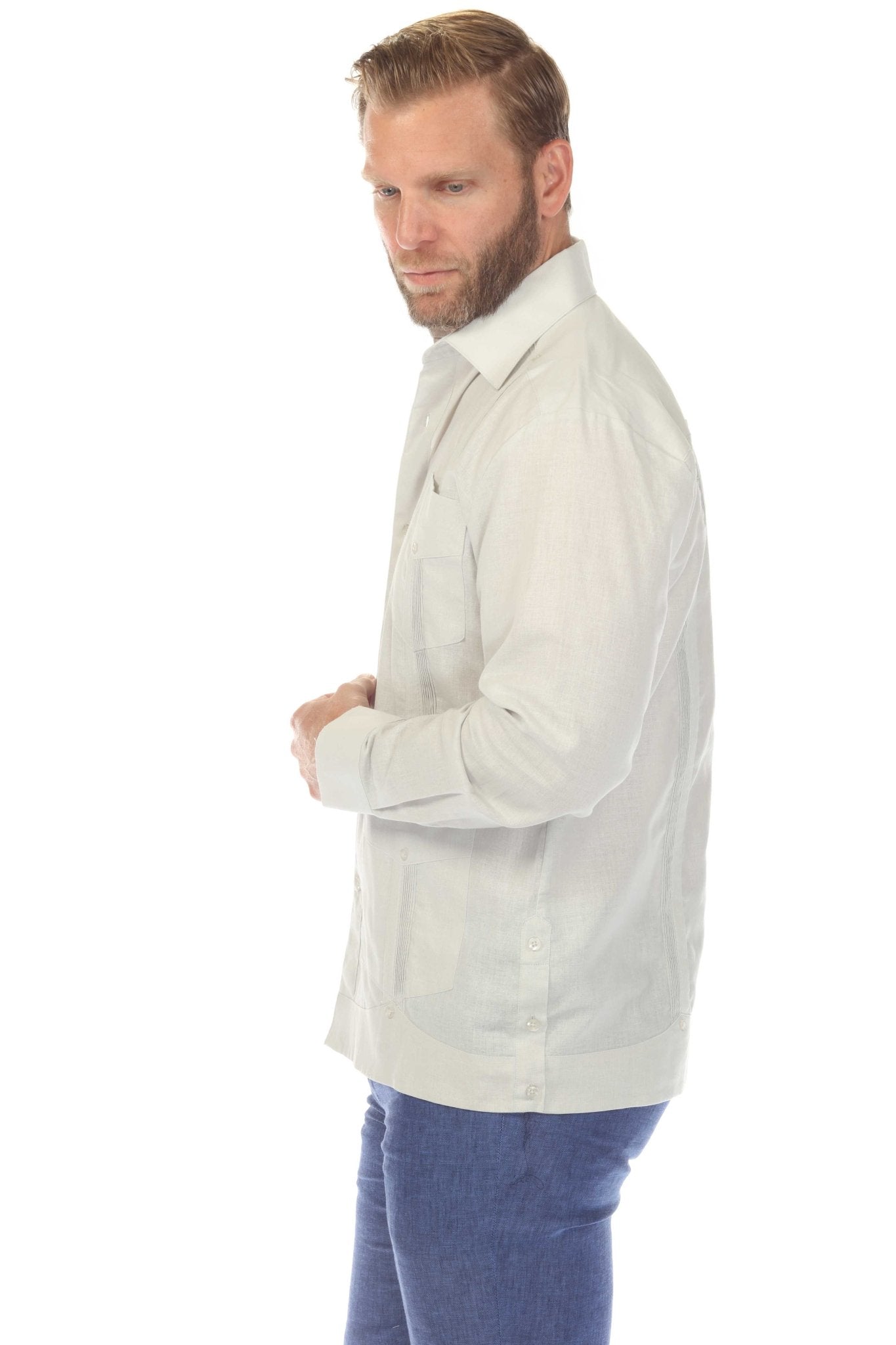 Men's 100% Linen Guayabera Shirt Long Sleeve Mojito Collection Men's 100% Linen Guayabera Shirt Long Sleeve Mojito Collection