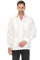 Front view of a man wearing a white Men's Linen Classic Four-Pocket Long Sleeve Guayabera Shirt.