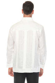 Men's 100% Linen Classic Four-Pocket Long Sleeve Guayabera Shirt