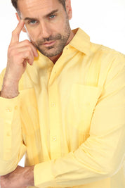 Men's 100% Linen Classic Four-Pocket Long Sleeve Guayabera Shirt