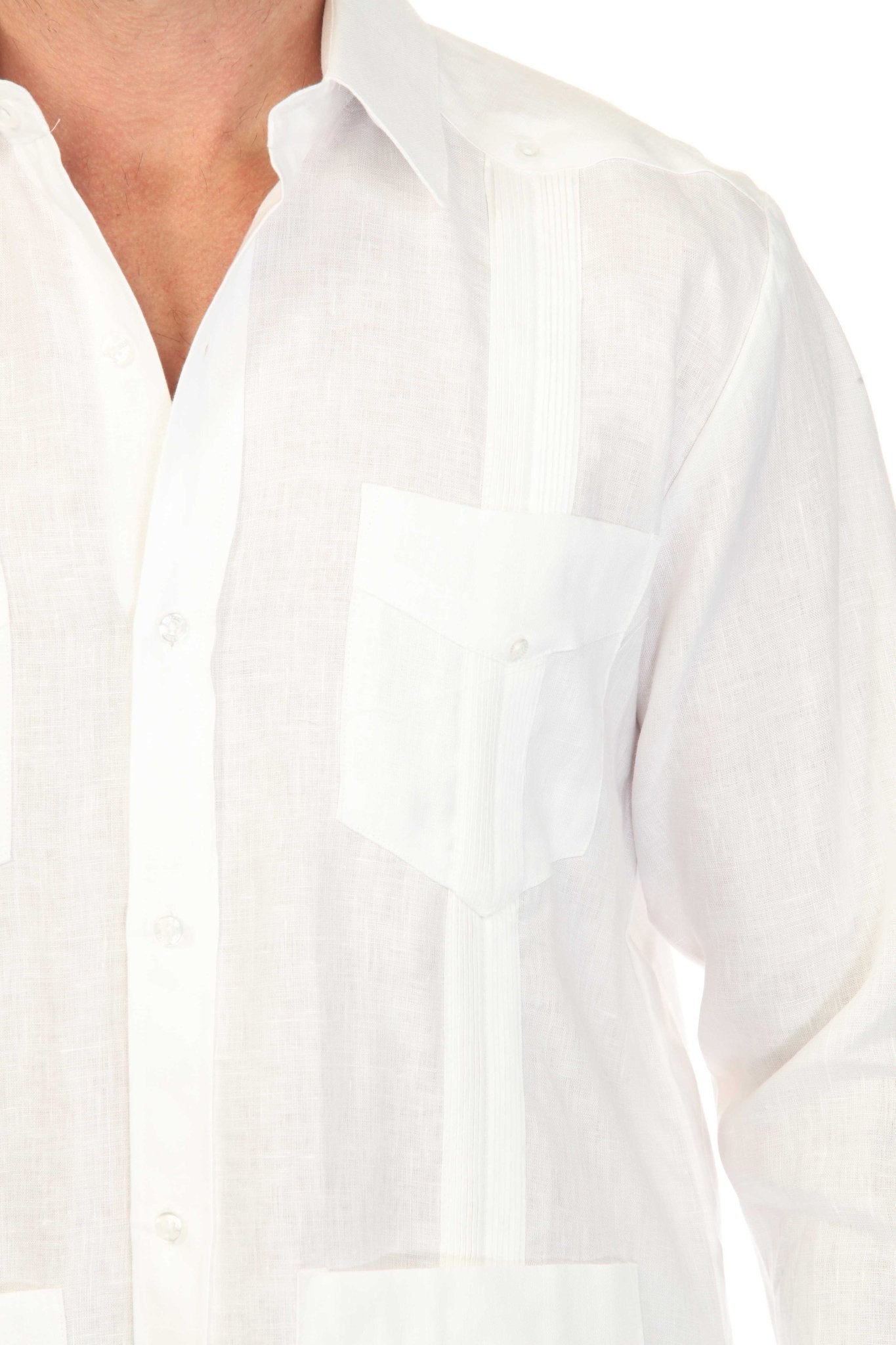 Men's 100% Linen Guayabera Shirt Long Sleeve | Mojito Medium / White Men's 100% Linen Guayabera Shirt Long Sleeve | Mojito Medium / White