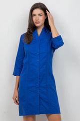 Camisa Guayabera de Vestir para Mujer Manga 3/4 con 4 Bolsillos y Botones