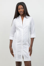 3/4 Sleeve Guayabera Dress Shirt 2 Pocket Button Down
