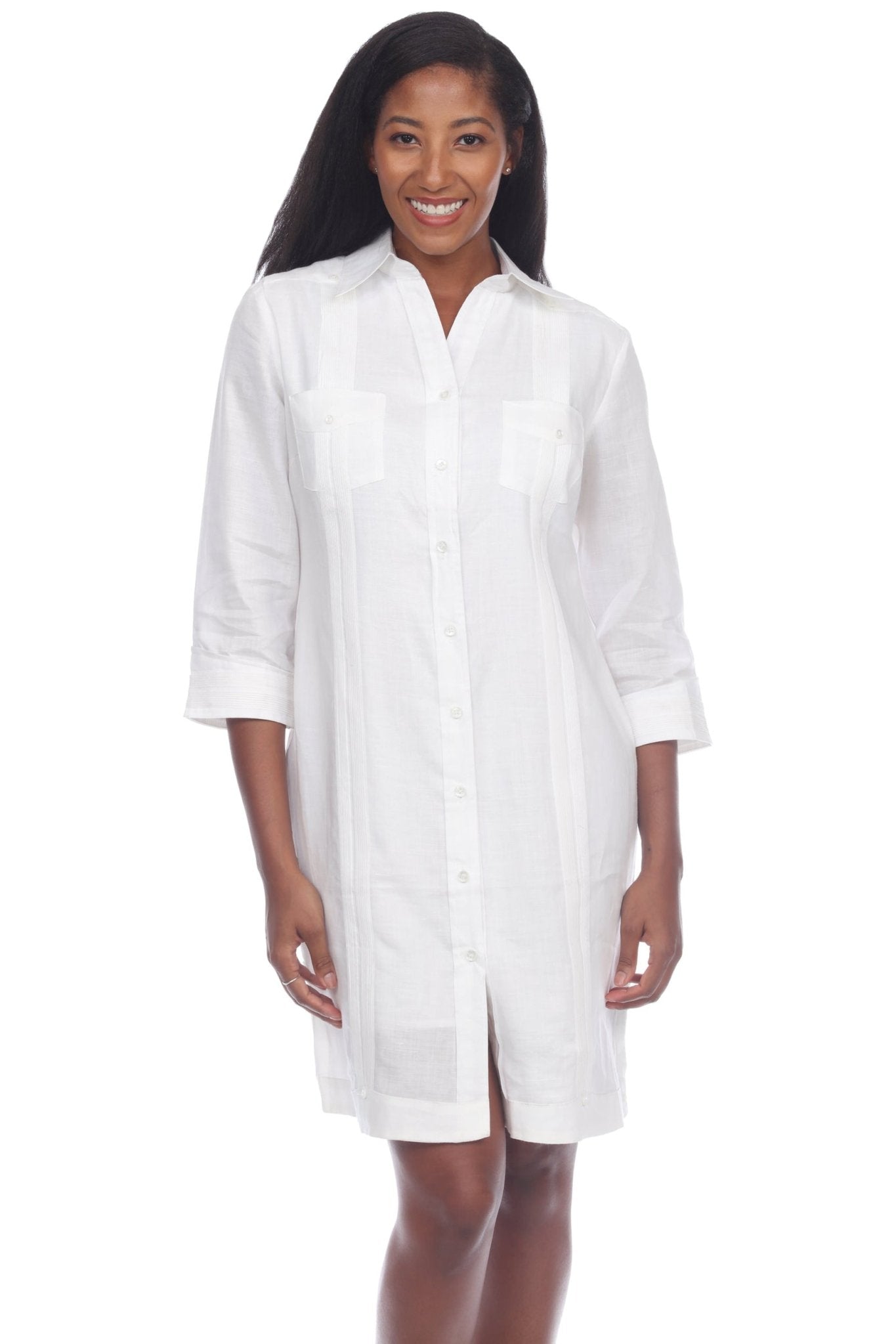 4 Sleeve Two-Pocket Guayabera Dress Button Down