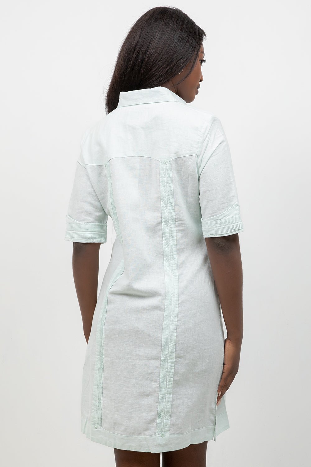 Classic Short Sleeve Linen-Cotton Guayabera Dress