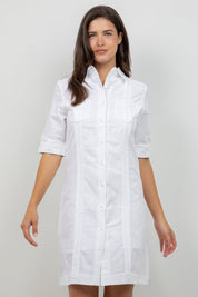 Classic Short Sleeve Linen-Cotton Guayabera Dress