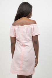 Guayabera Dress Off Shoulder Linen Blend Button Down