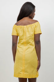 Guayabera Dress Off Shoulder Linen Blend Button Down